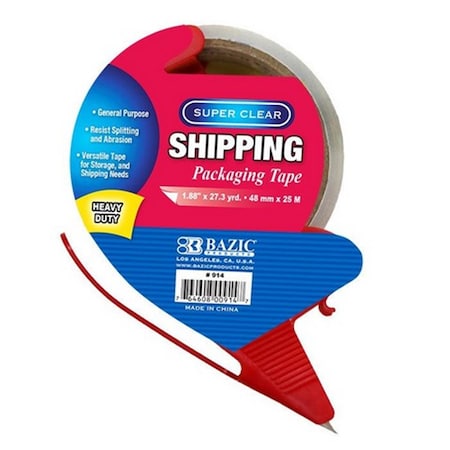 Bazic 1.88in X 27.3 Yards Super Clear Heavy Duty Packing Tape With Dispenser Pack OF 36